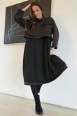 Elva Double Layer Dress Brown Black